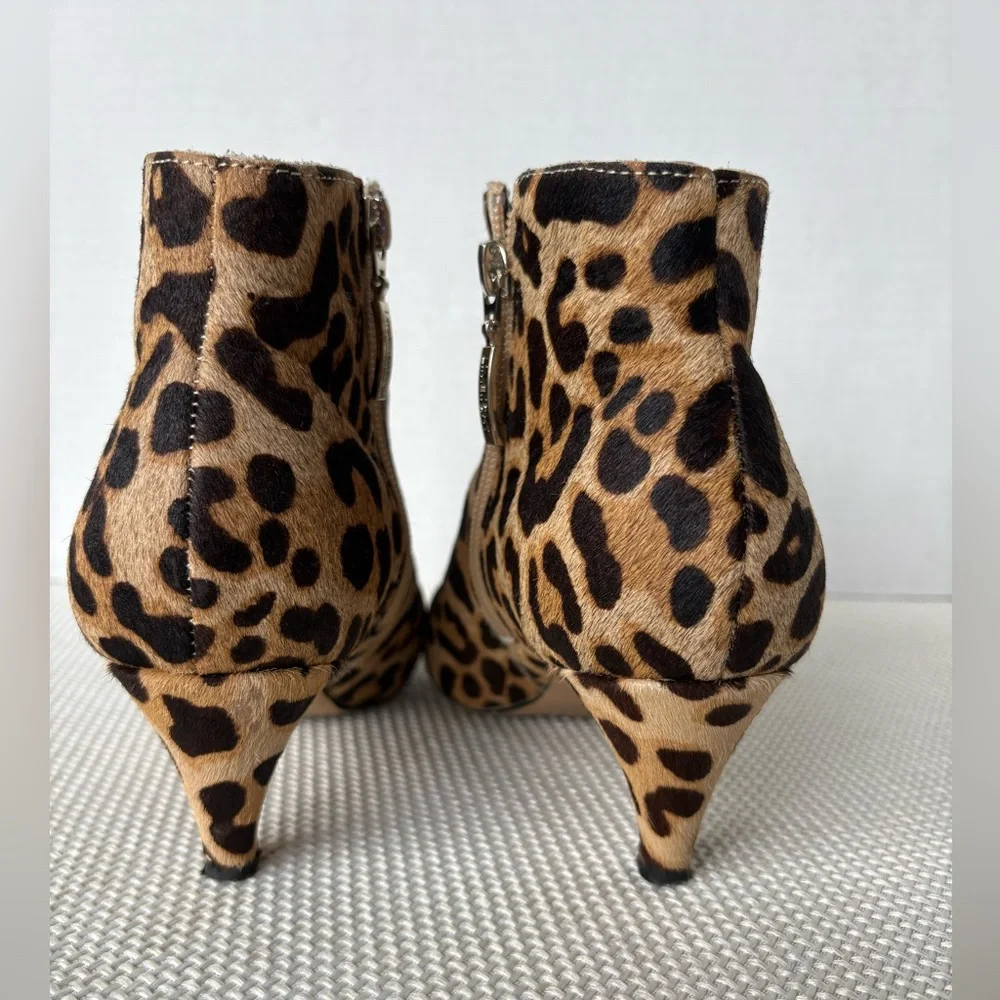 Limelight Moira Womens Leopard Print Haircalf Kitten Heel Leathe Booties  Sz 6.5